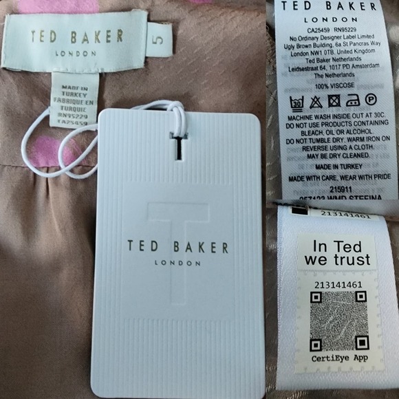 TED BAKER Stefina Dot Print Tiered Ruffle Minidress Size 14 New Pink Fit & Flare - Picture 11 of 14